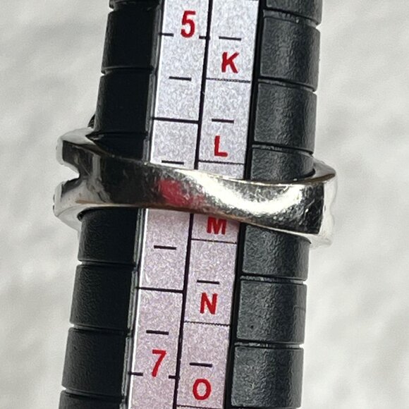 Floral Cluster Ring With Orange & Clear Gemstones In Silver Setting size 6 - Picture 8 of 8